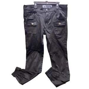 Kaalu Moto Jeans Mens 34x31 Euro‎ Jogger Cuffed Biker Shiny Waxed Black